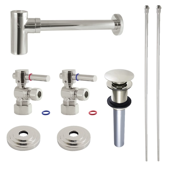 Plumbing Sink Trim Kit with Bottle Trap and Drain No Overflow, Polished Nickel